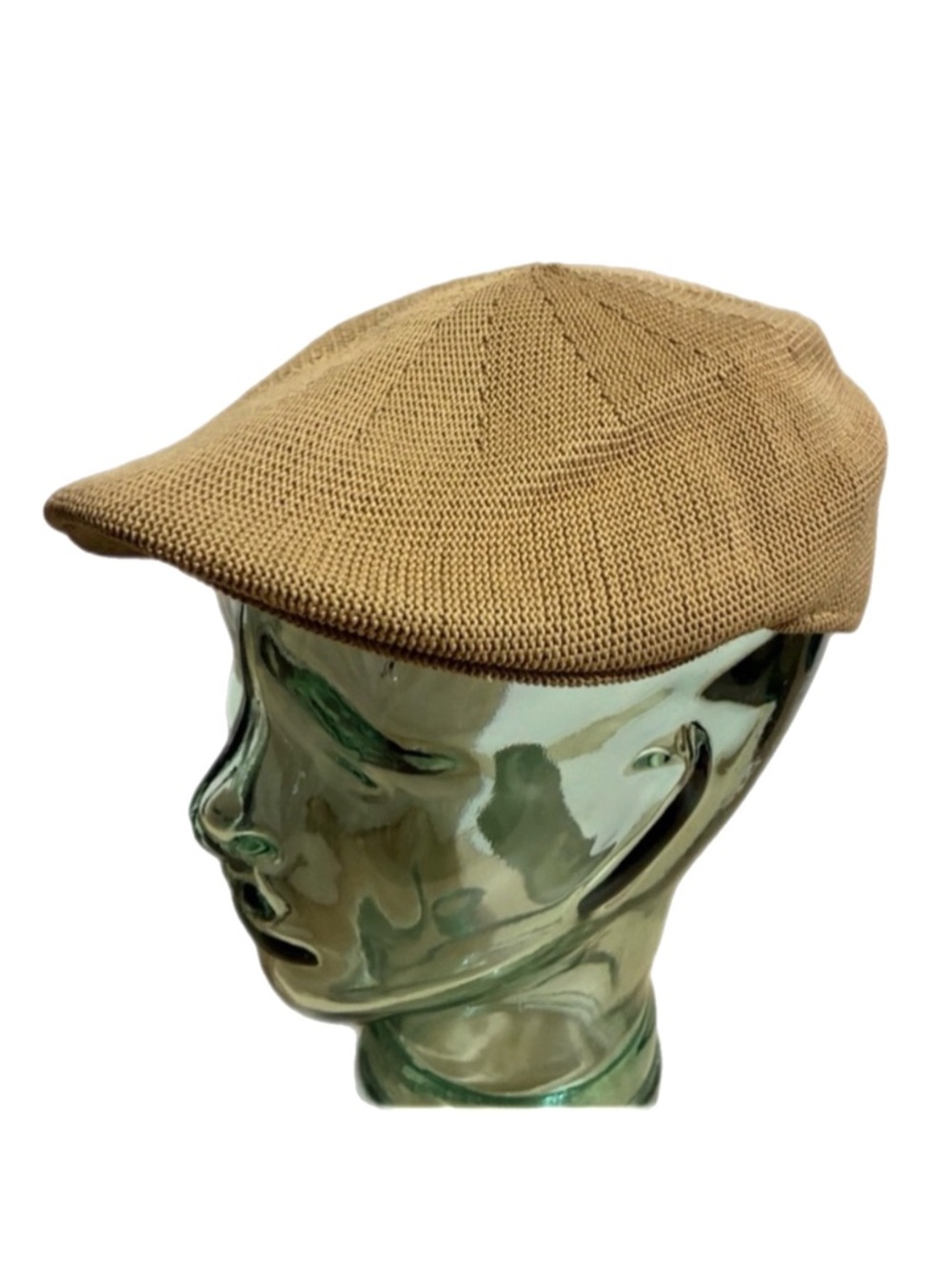 Weatherproof Vintage Tan Knit Newsboy Cabbie Cap Paperboy Flat Hat OS Stretch